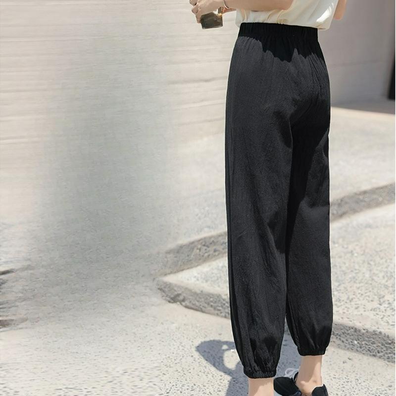 Cotton and Linen Bloomers Women's Summer Loose High-waisted Drape Linen Nine-point Trousers Casual Thin Carrot Harem Pants