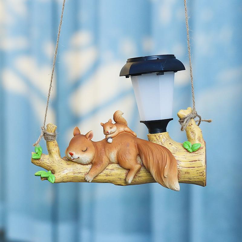 Solar LED Hanging Squirrel & Sloth Garden Light - Outdoor Decorative Cartoon Animal