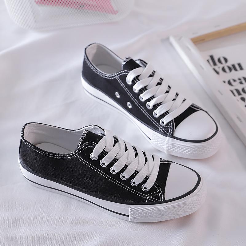 

Women Canvas Flat Shoes Autumn New Fashion Round Toe Wedge Heel Shallow Mouth Casual Sports White Canvas Shoes 40