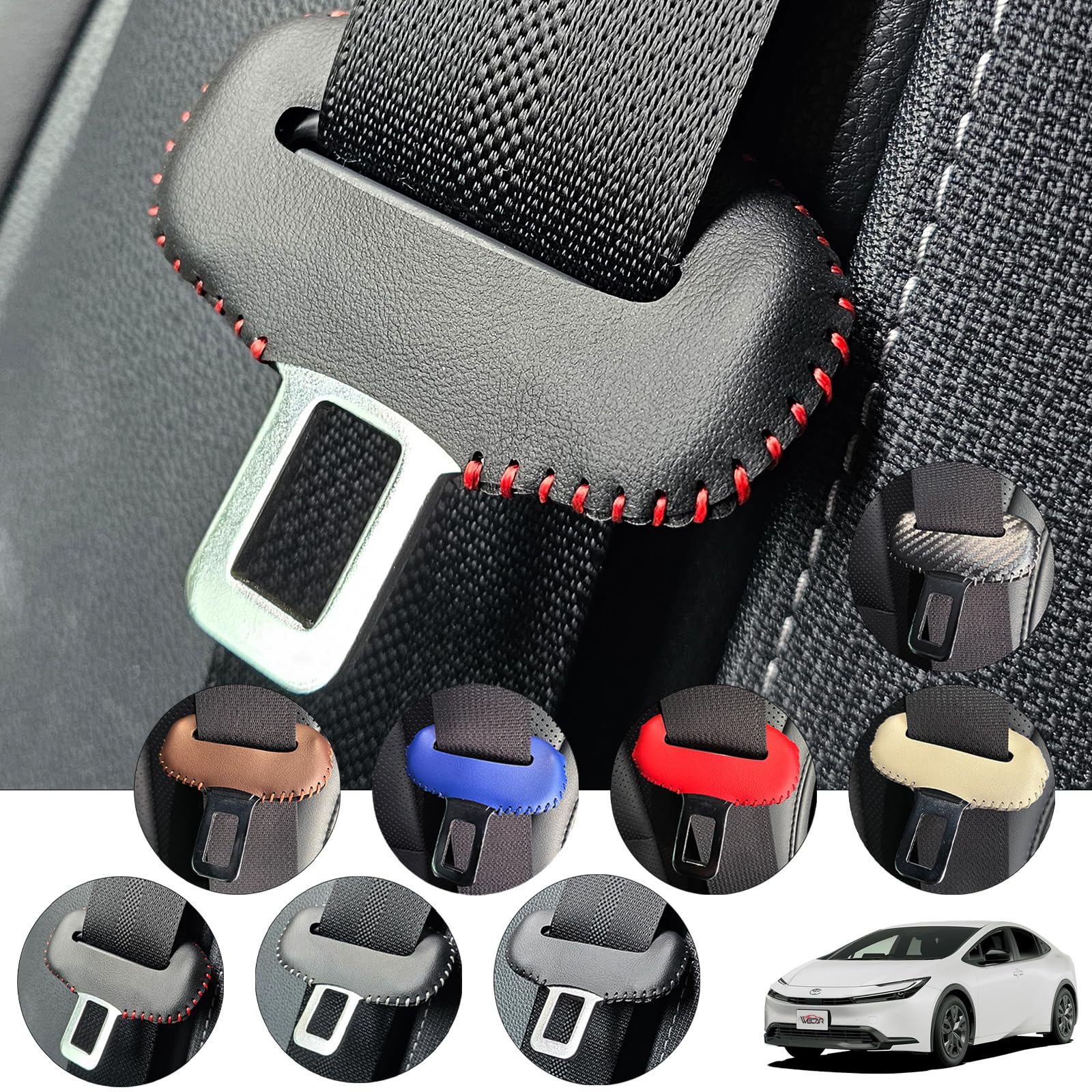 

New Prius 60 Series Genuine Leather Seat Belt Cover Buckle красный