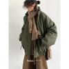 Unisex Retro Japanese Maillard Coffee Stripe Cotton Padded Winter Jacket