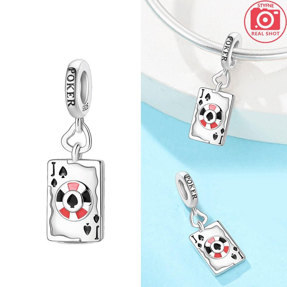 Poker Card Pendant Copper Colors Charm Beads Fit Original Charms Bracelet Beads For Women Jewelry Making Gifts