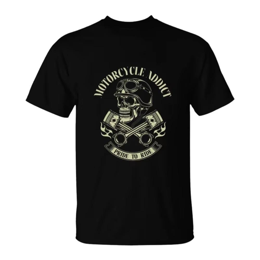 Motorcycle Addict Biker Chopper Bobber Motard Motorrad Summer Short Sleeve Plus Size Print Men T-Shirt Summer  T Shirt