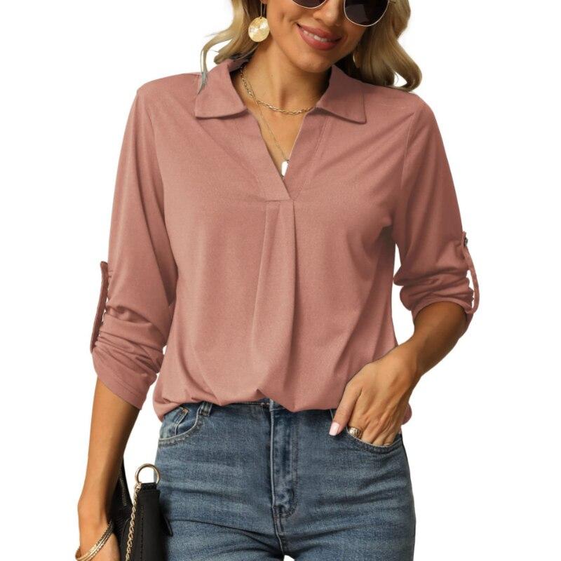 Blusas Herbst T-shirt Damen Shirt Mode V-ausschnitt Langarm Casual Shirt Frauen Lose Tops Frau Kleidung Elegante 27979
