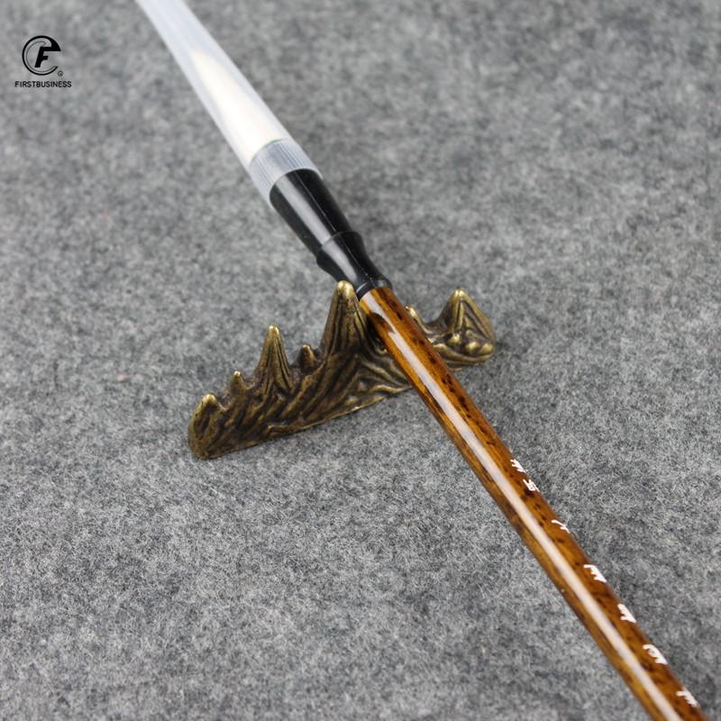 New Chinese Creative Vintage Brass Copper Mountain Peaks Pen Holder Penholder Bracket Storage Rack Gift Ornament Stationery