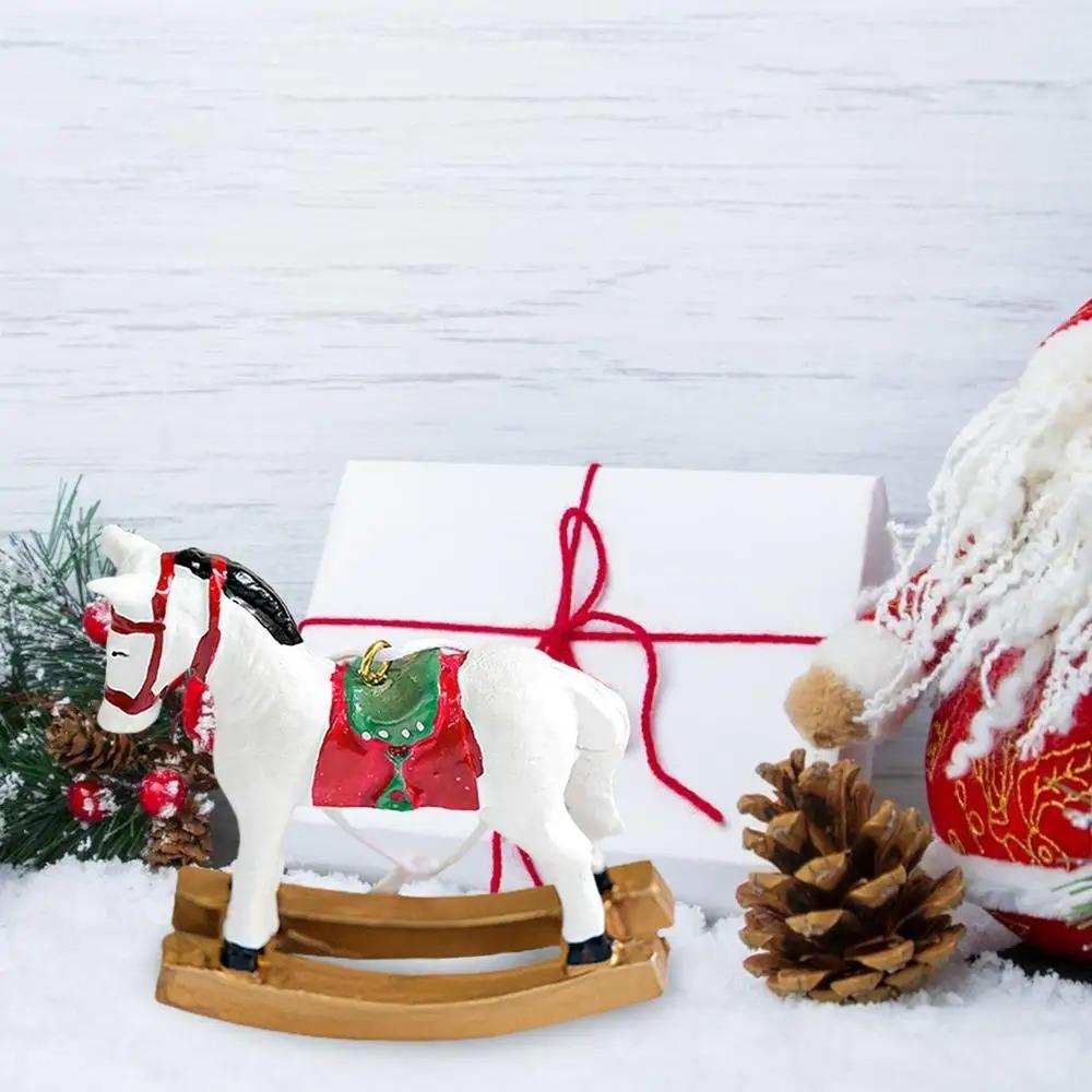 Three-dimensional Christmas Tree Pony Pendant Resin Rocking Horse Hanging Ornament  Gift