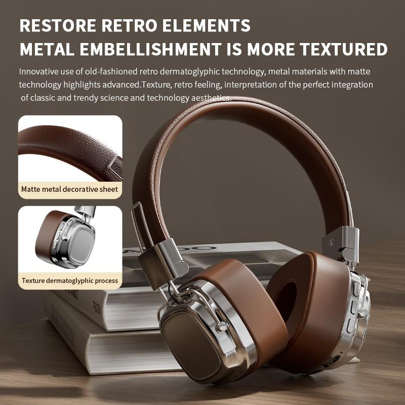 Casque Bluetooth Rétro CR-8 Sans Fil - Qualité Haute Définition - Noir Argenté - Neuf