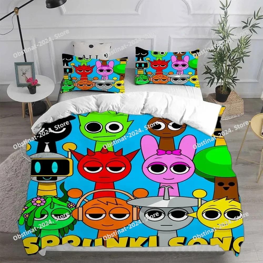 New 3d Print Game Sprunki Bedding Set Printed Bed Set With Pillowcase Bed Duvet Cover Soft Single Double Queen Super King Size