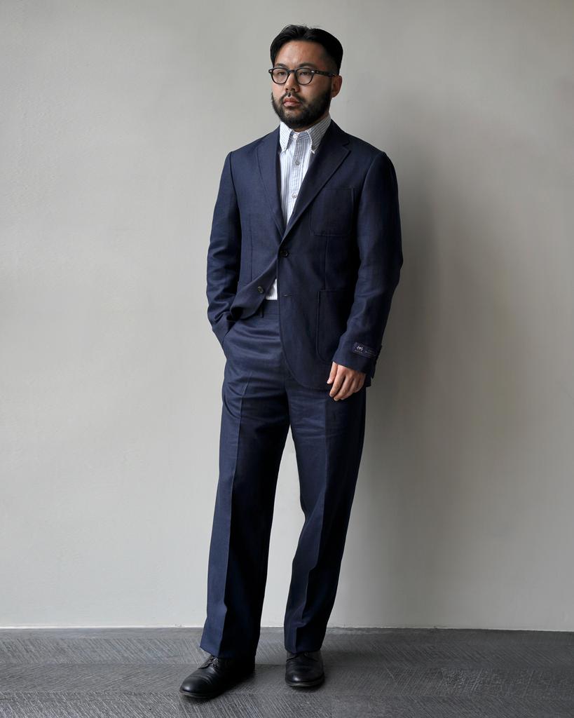 Bants Hdr Worsted Woolenen 3B Single Jacket - Navy