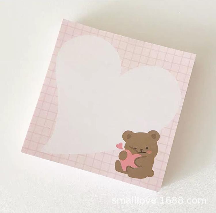 Kawai Ins Korean Little Brown Bear List Plaid Sticky Note Paper Non Stick Book Message 4 Handbook Bears Stationery Supplies