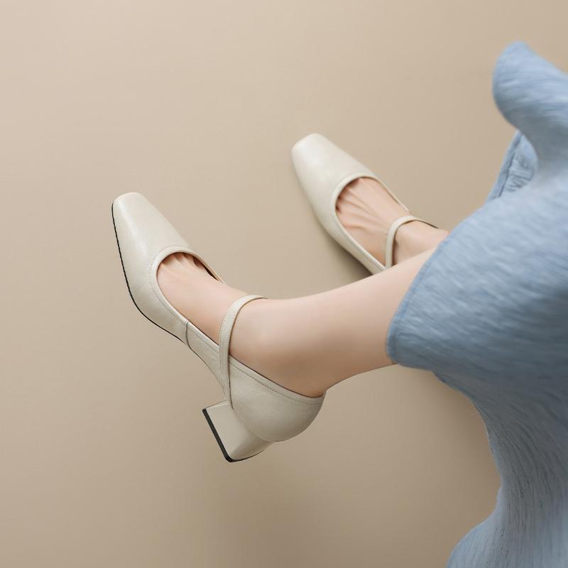 Fashion 2025 Autumn New French Shallow Single Shoes Women Wear Kitten Heel One Strap Block Heel Mary Jane Small  Shoes