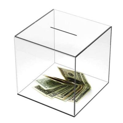 Transparent Acrylic Piggy Bank Compact Saving Pot Coin Jar Daily Use Container Money Supply Change Box 12x12x12cm