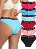 6Pcs Women High Waist Heart & Letter Print Cotton Briefs Set | Soft Breathable Comfortable Daily Underwear