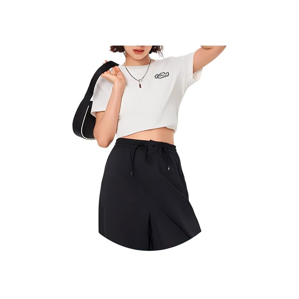 Li Ning Sports Lifestyle Series Letter Casual Breathable Comfortable Knitted Short Sleeve T-Shirt Women T-Shirts Off-White AHSU530-1