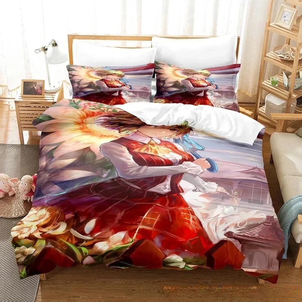 3D Druck Anime Kawaii Mädchen Yuuka Kazami Bettwäsche Set Einzelbett Twin Full Queen King Size Bettset Erwachsene Kind Schlafzimmer Bettbezug Sets