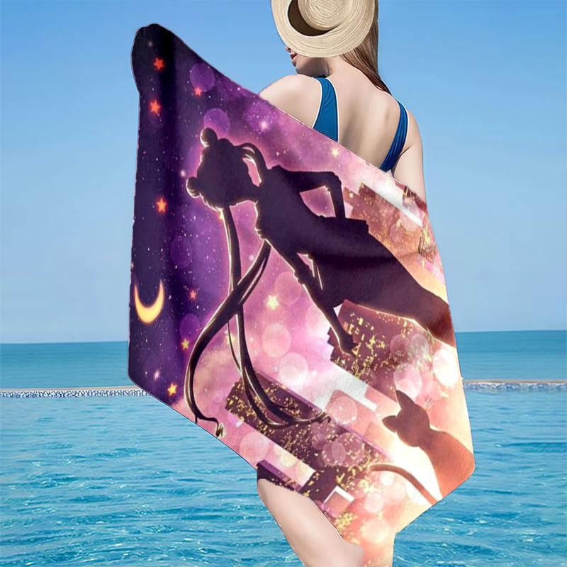 Lunar Cat Magic Night Beach Towel, Super Soft Microfiber, Gift for Her/Him, Birthday, for Pool, Beach, Travel, Home Decor Fan gifts