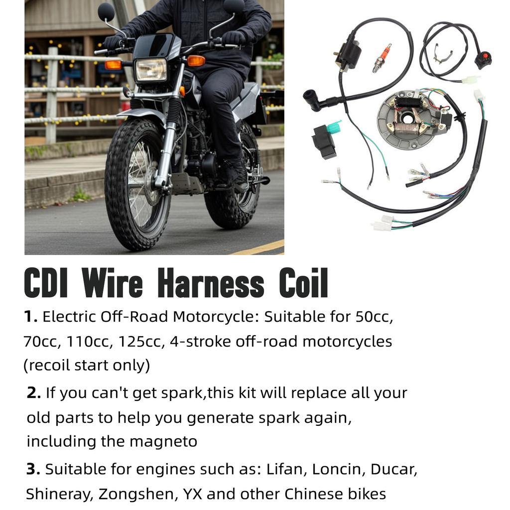 Wiring Harness Ignition Coil Magneto Stator For For 50cc 70cc 110cc 125cc 4 Stroke Dirt Bikes