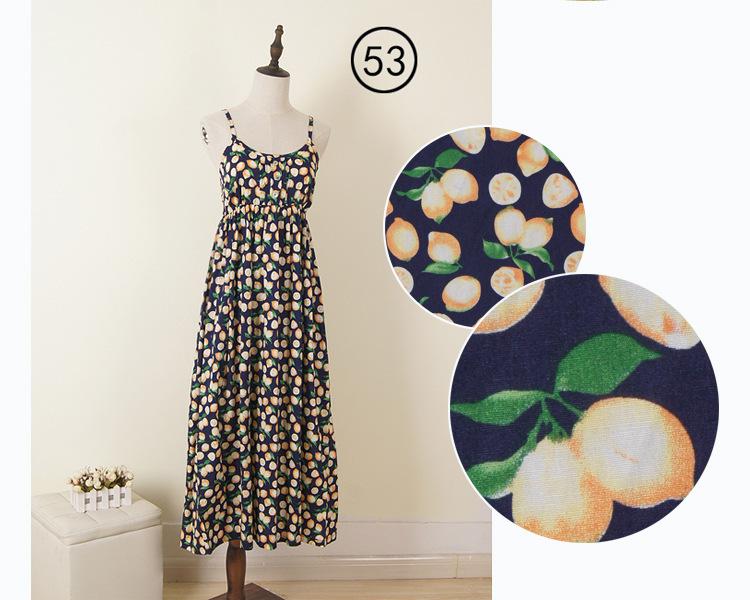 Johnature Summer Spaghetti Strap Sexy Loose Bohemia Beach Vacation Long Dresses Women High Waist Casual Dress