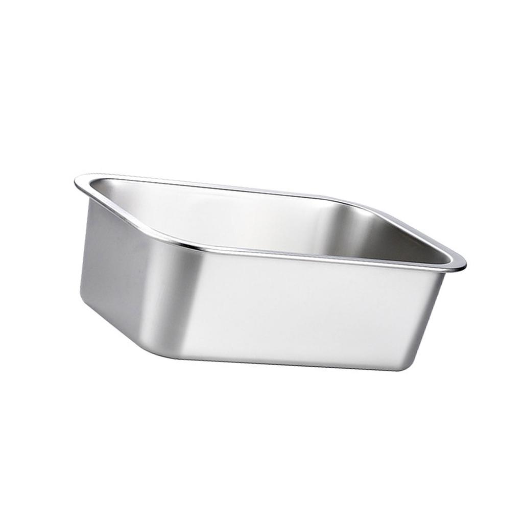 Rustproof Stainless Steel Pet Bowl Wide Anti Slip Base Large Capacity Easy to Clean Rectangle Large Capacity