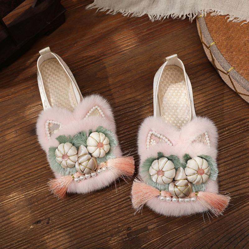 Chaussures Tigre Fait Main Style Ethnique Chinois Mode Pantoufles Femmes Mocassins Décontractés Bout Carré Chaussures Plates Féminines