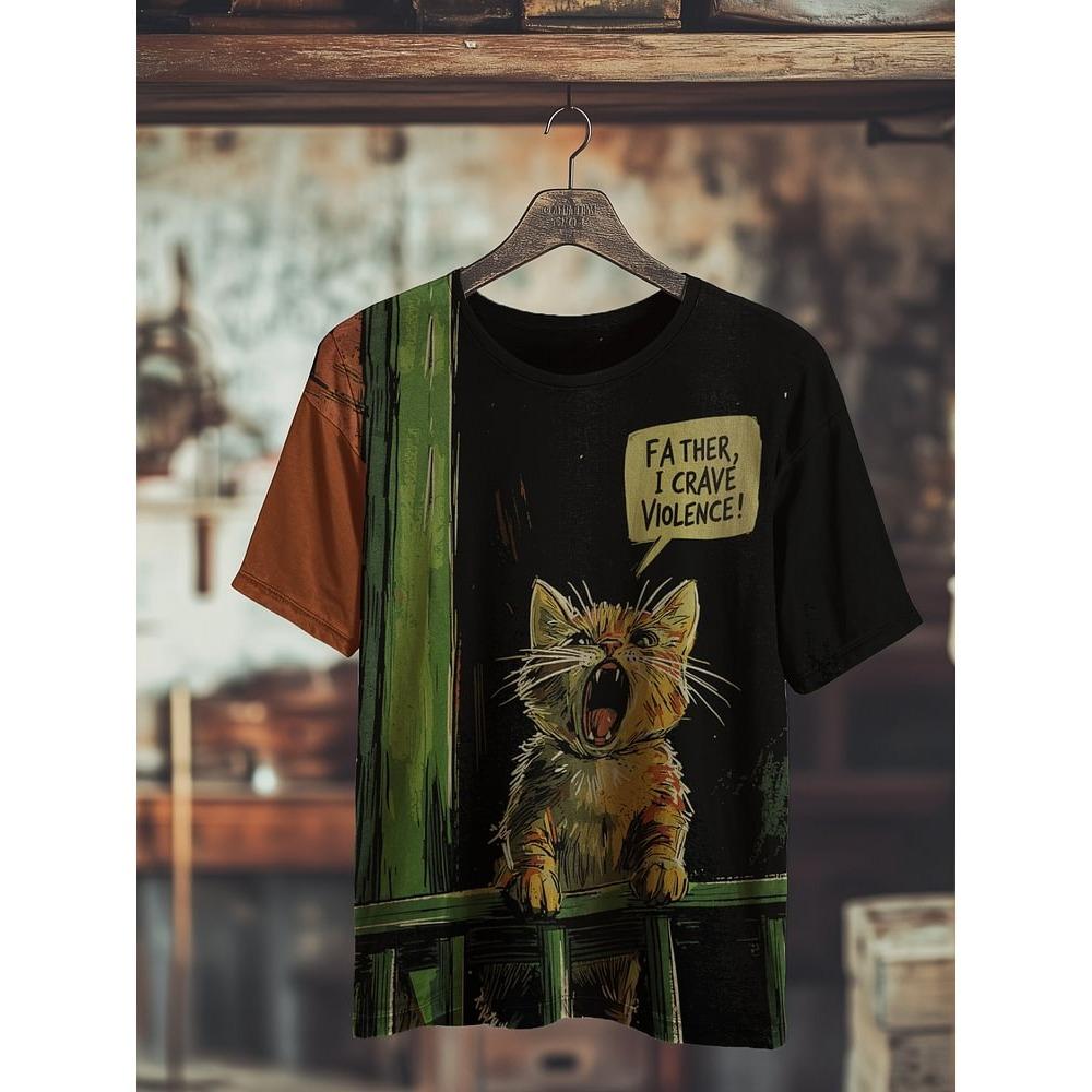 2026 Men's T-Shirt Funny Cartoon Black Cat Unicorn UFO Art 3D Print T Shirt Summer Men Women Short Sleeve Tee Casual Kid Y2k Top