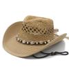 New Hot-selling Hollow Straw Handmade Shell Straw Hat Seaside Vacation Visor Sub-roll Brim Denim Straw Hat