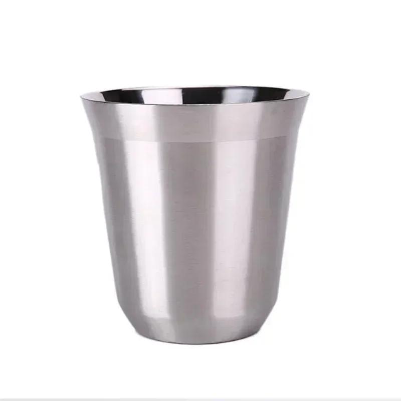 80/160ML Espresso Mugs Stainless Steel Coffee Milk Water Drink Breakfast Cups 304 Insulated Double Wall Dishwasher Safe Texture