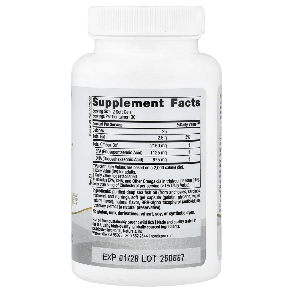 Proomega® 2000, Lemon Flavor, 60 Softgels (1,075 Mg Per Softgel)