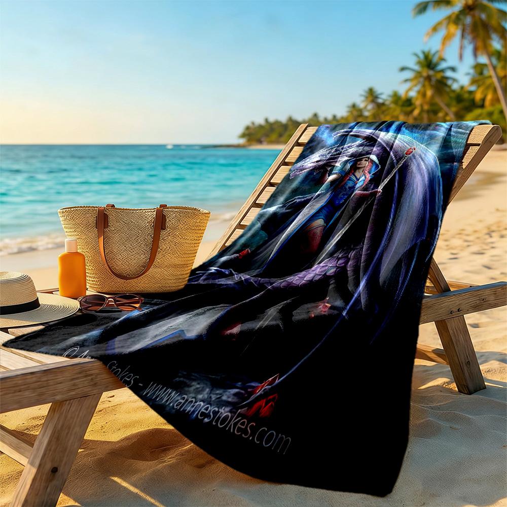 Gothic Style Beach Towel Quick-Dry Soft Microfiber Comfortable Lightweight Suitable for Swimming, Gym, Camping, Yoga Vacation
