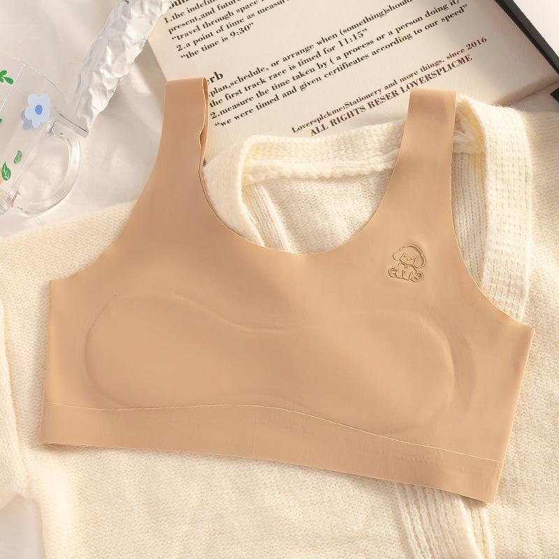 Girls Seamless Ice Silk Vest Style Developmental Anti Bump Student Bra