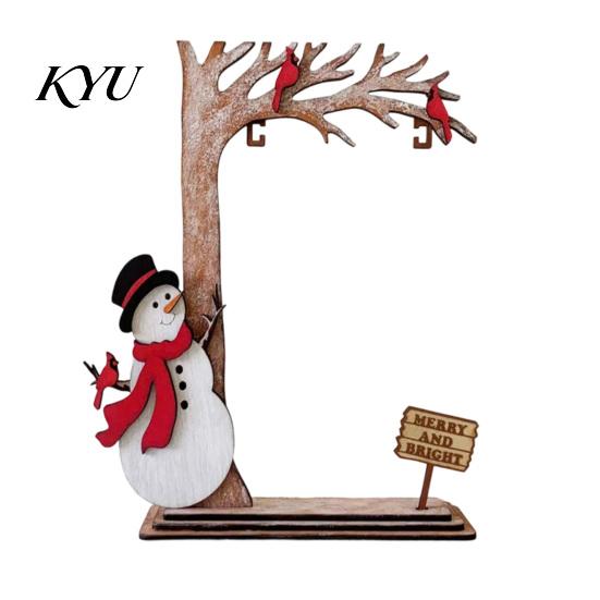 Indoor Christmas Party Decoration 3D Wooden Santa Swing Tabletop Decor, Snowman Ornament, Stable Table Ornament Farmhouse Xmas Shelf Mantel