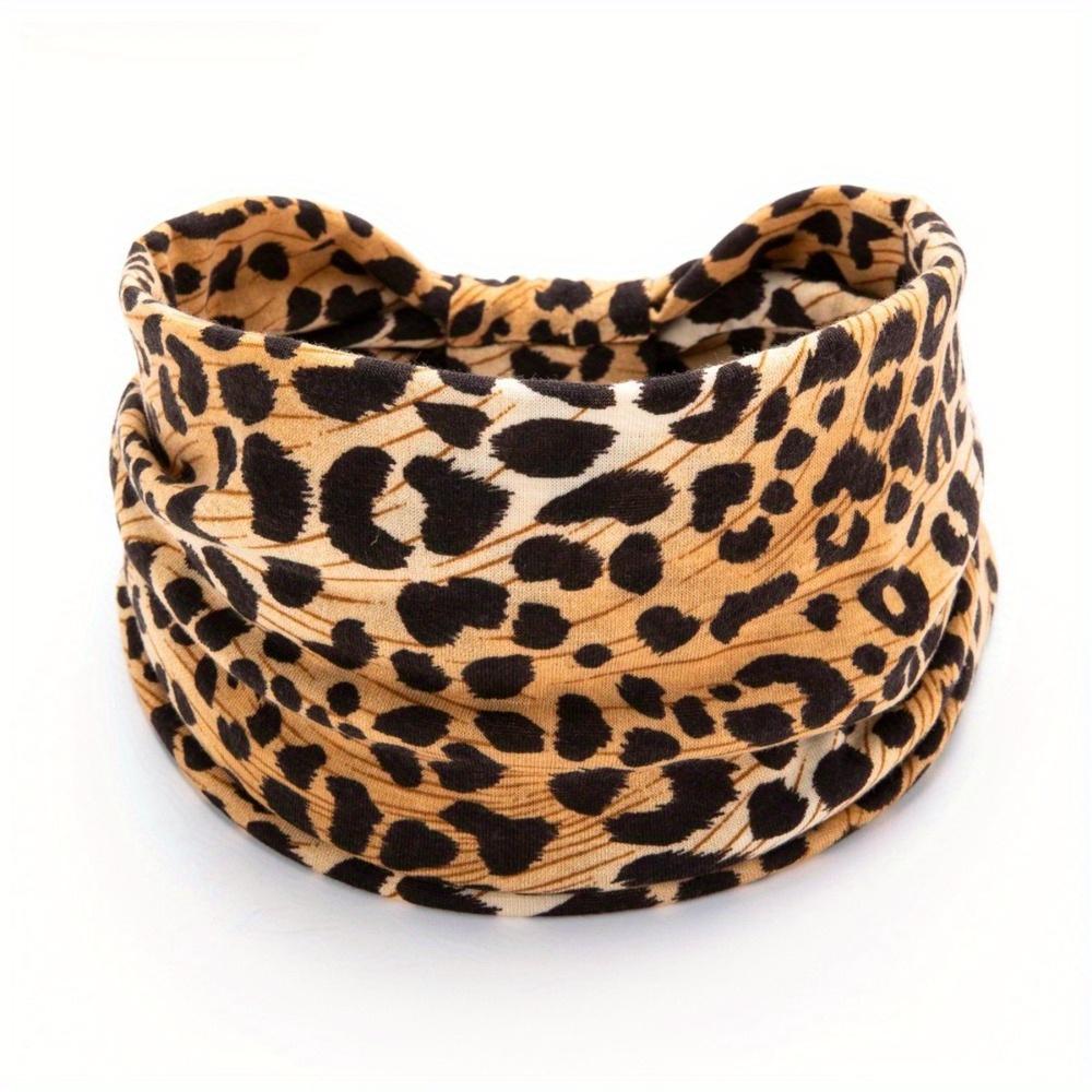 Autumn and Winter Leopard Print Sports Headband with Knotted Wide Edge Elastic Headband and Sweat Absorbing Headband