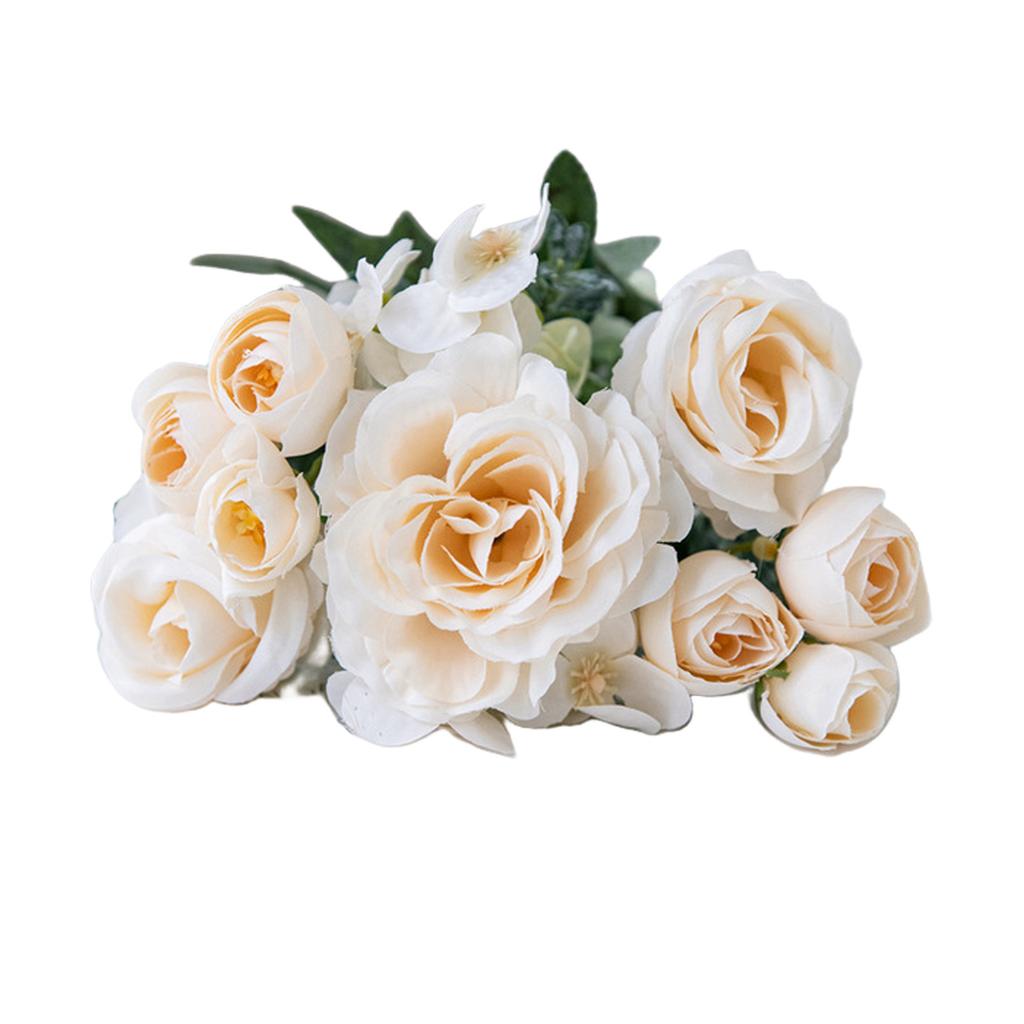 Elegant 7 Heads Realistic Silk Roses Bouquet Artificial Flower For Wedding Home Decoration Photography Props