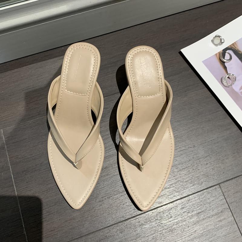

Fashion SUOJIALUN 2024 Summer New Brand Women Slipper Fashion Pointed Toe Slip On Flip Flop High Wedge Heel Ladies Beach Slides Shoes 35 хаки