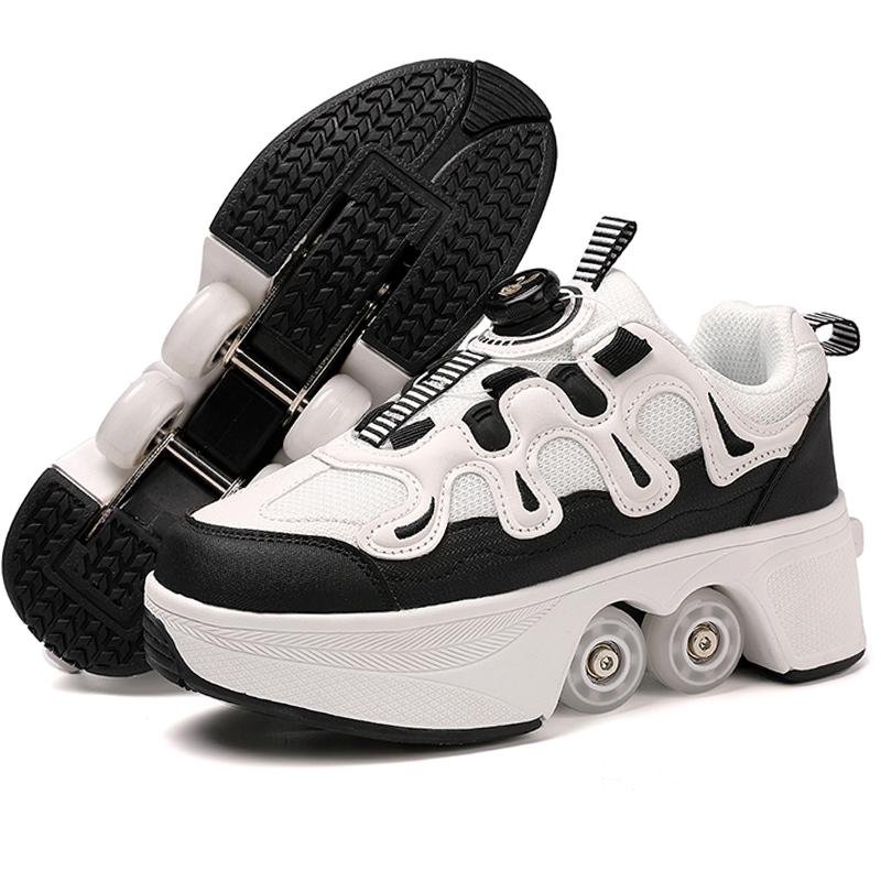 Children/Teenagers /Boys/Girls Shapeshifting Shoes Four-wheel Dual-use Roller Skates Double Row Walking Shoes Roller Skates