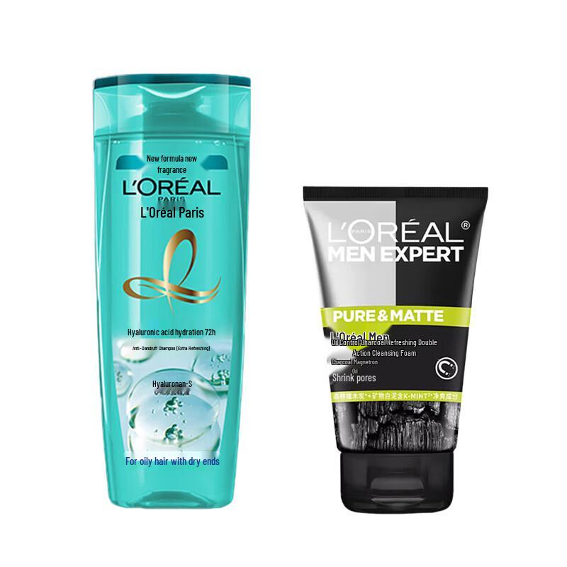 L Oreal Men s Oil Control Cleanser & Anti-Dandruff Shampoo Set