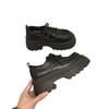 Retro Versatile Black Platform-soled Lace-up Leather Shoes for Women's Autumn New Models, Small People Increase In Height
