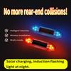 Solar powered car anti rear end collision LED flashing light, no wiring electric motorcycle warning light
