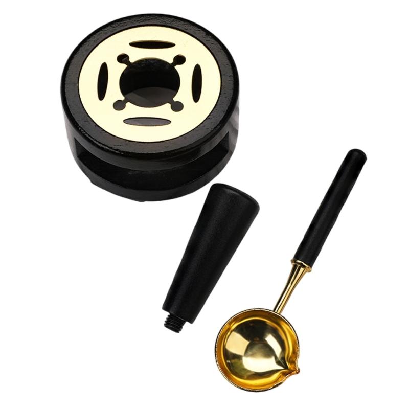3 Pcs Wax Seal Warmer Melting Set Melting Spoon Wax Seal Stamp Handle for Stamp Sealing Gift Wrapping Private Envelope