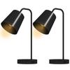 Table Lamp Set, 2 Pieces, Modern Lamps with USB-A and USB-C Port for Bedroom, Living Room & Office, Black
