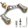 HEIGHTEN 80mm/98mm Reel Handle with 19mm Knob, Compatible with Shimano and Daiwa Spinning Reels, New Pillar Series (80mm - Gunmetal & Gold) (HT20901)