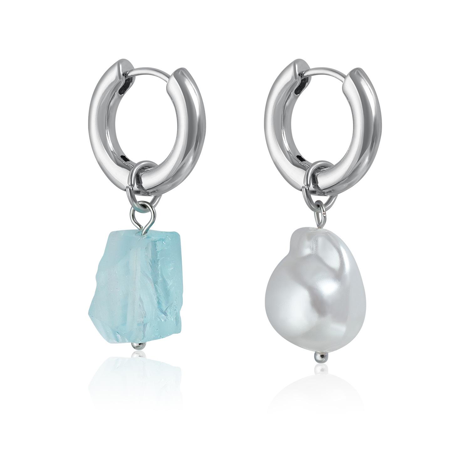Fashionable Earrings, Irregular Retro Earrings One Size синий