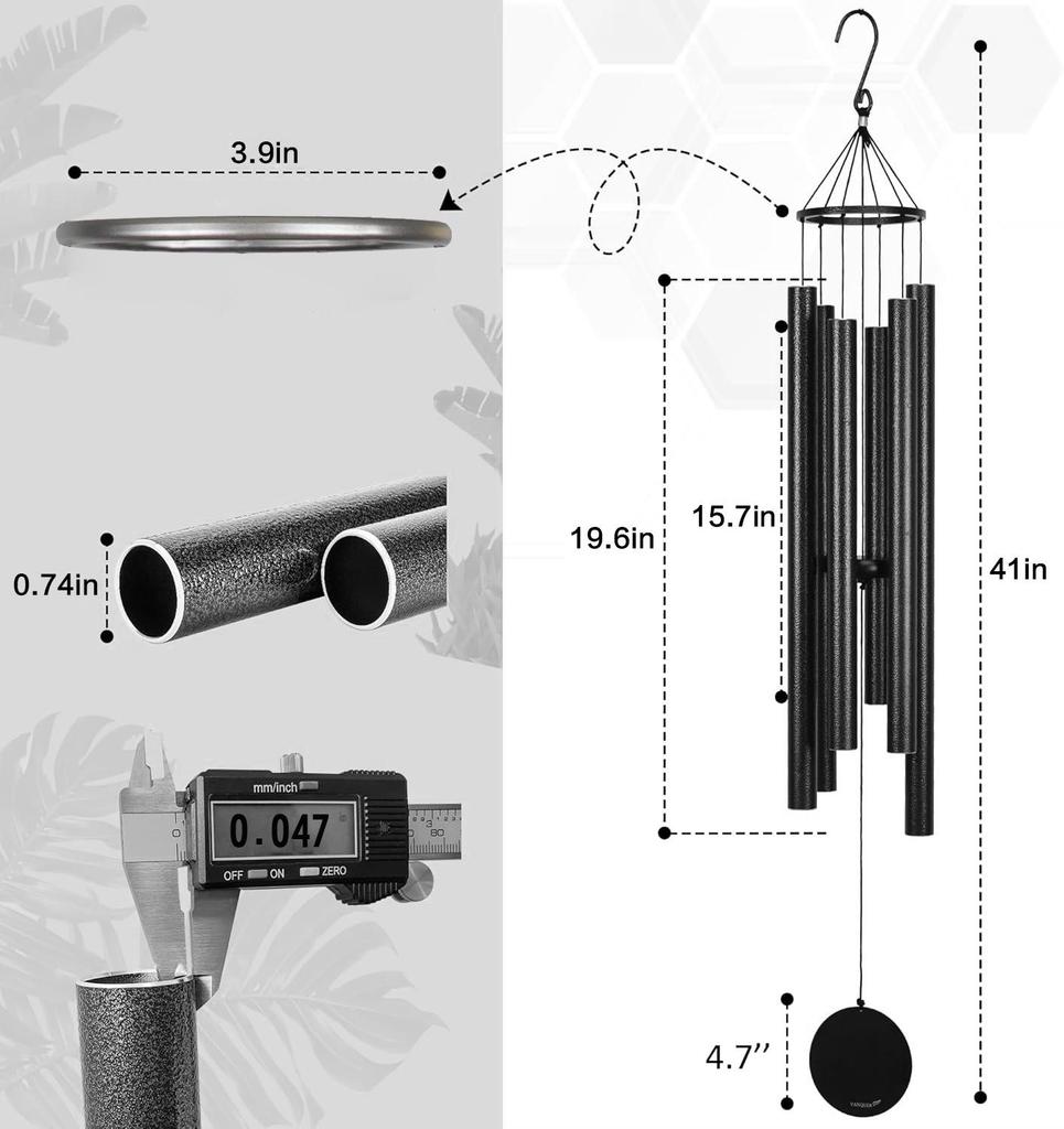 32in Musical Wind Chime Memorial Gift for Pet Loss, Outdoor Courtyard Metal Hanging Ornament