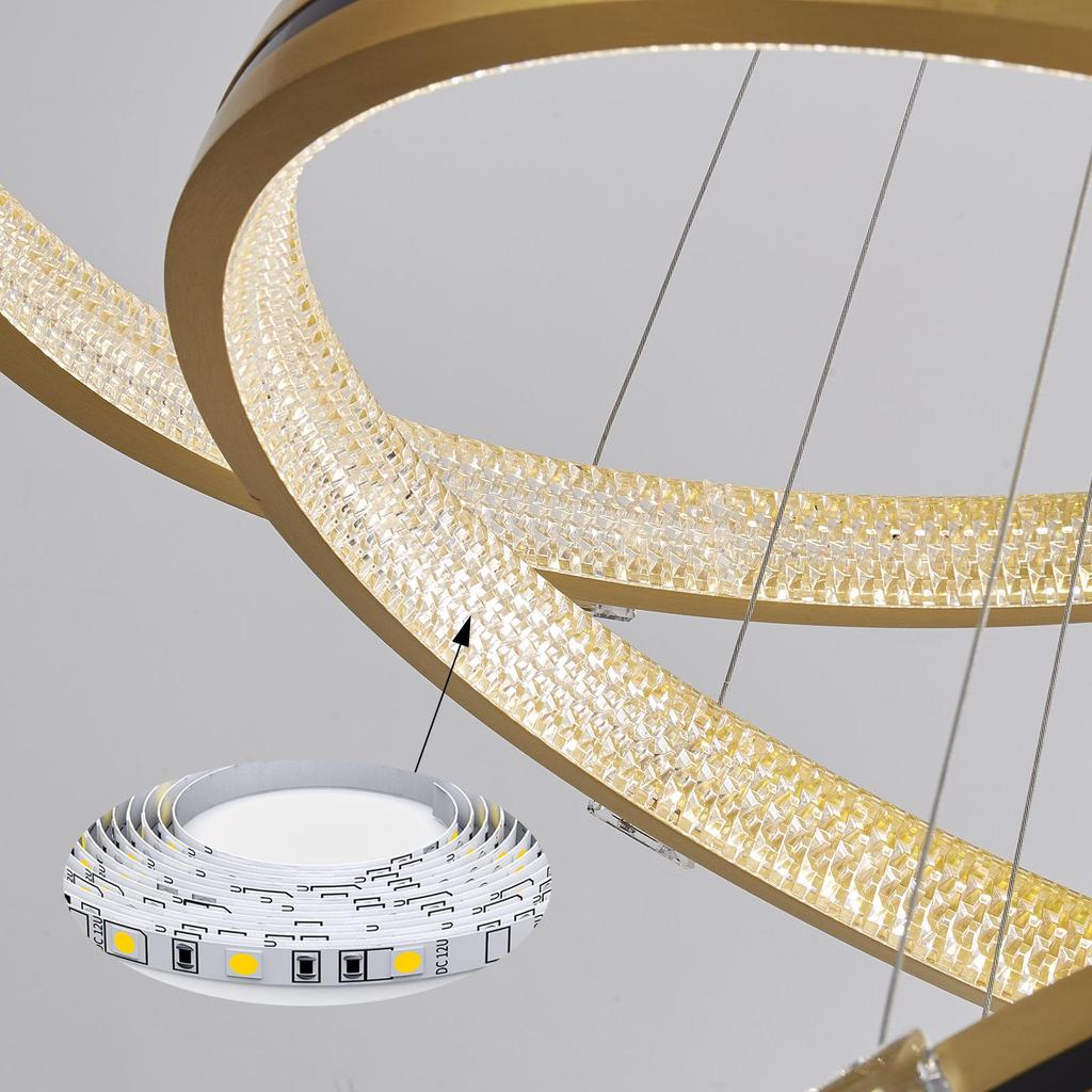 Modern Nordic Gold LED Chandelier - Luxury Ring Light for Living Room, Bedroom, or Restaurant