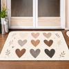 Minimalist Boho Heart Doormat Earth?Tone Hand Drawn Hearts & Delicate Twig Print Floor Mat for Indoor Entry Home Decoration