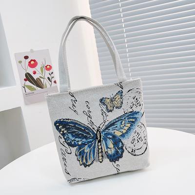 Borsa Tote da Donna Borsa a Mano Arrivo Retro Ricamata Borsa a Mano Casual Portatile Borsa Bento Piccola Borsa a Mano