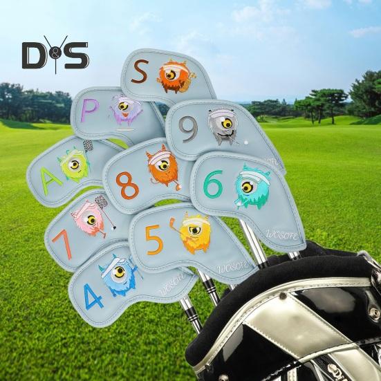 9Pcs Golf Club Head Covers Golf Club Wedge Iron Protective Headcover Thick Faux Leather Golf Iron Head Covers Golf Accessories