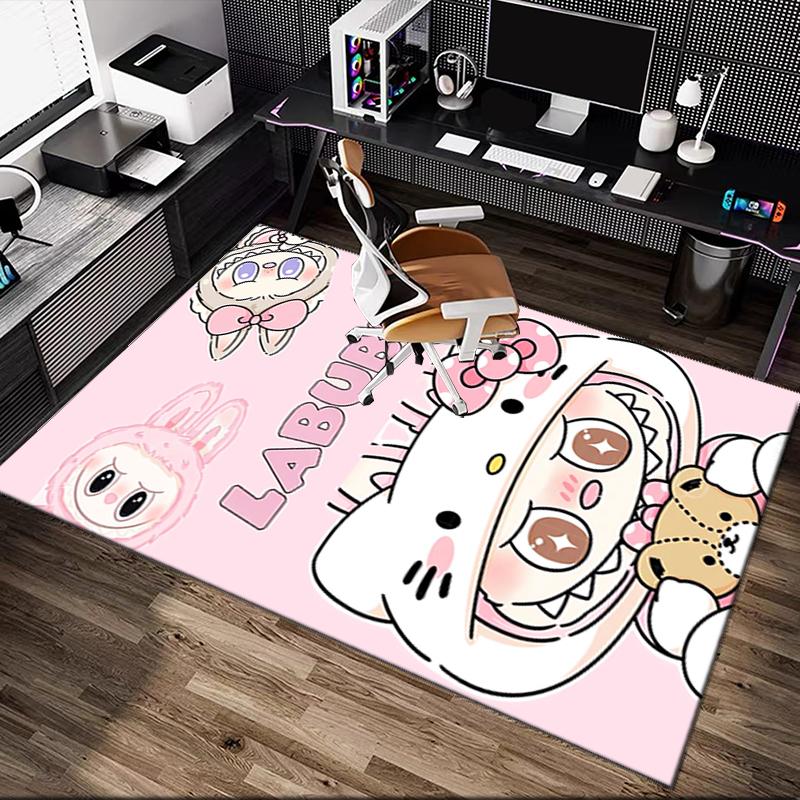 [1pc LABUBU Office Chair Carpet] Digital Printed Area Rug for Home & Game Room Use, Soft Indoor Sofa Chair Mat