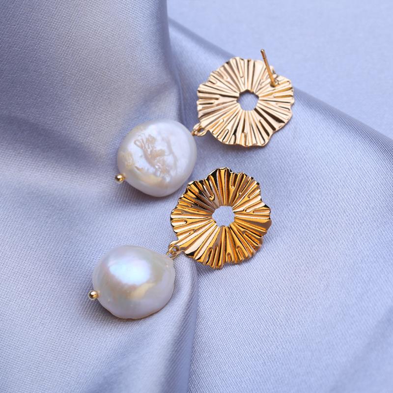 LSOOYH Baroque Irregular Natural Freshwater Pearl Earrings Fashion Wedding Party Punk Big Earrings For Women