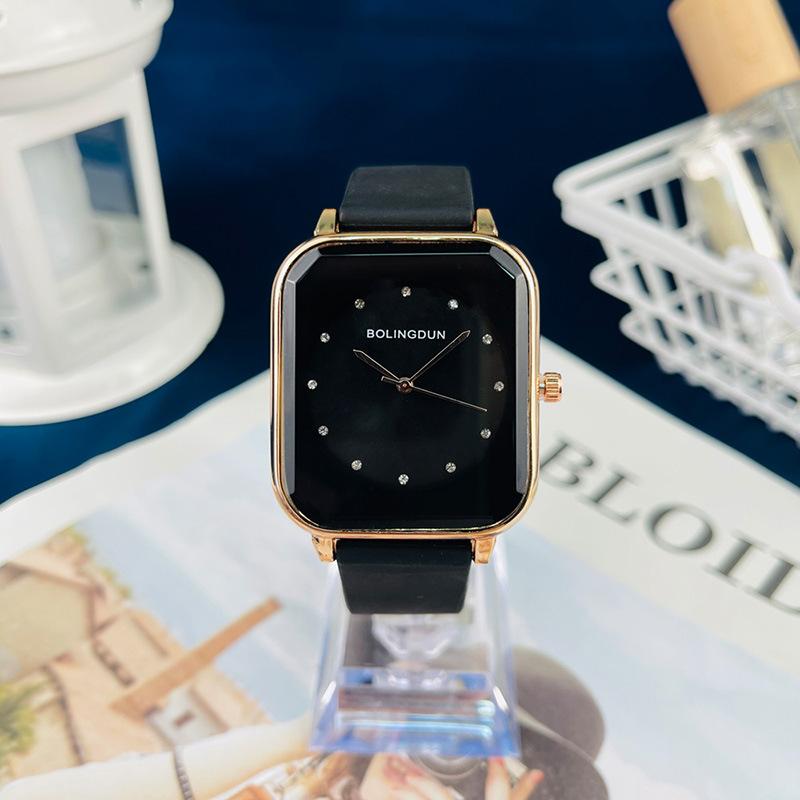 

JYL Couple Watch Ins Style Square Casual Silicone Strap Black електричні лавандового кольору